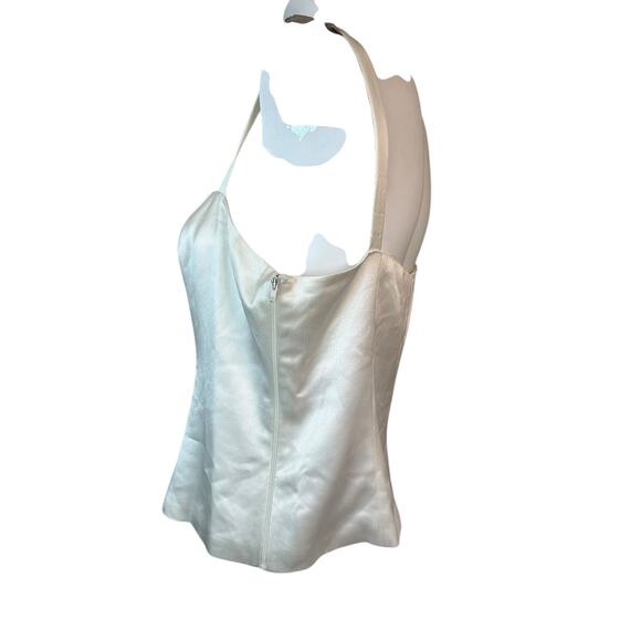 Musani Couture Women's White Designer Satin Tank Shell sz 44=L - Picture 3 of 6